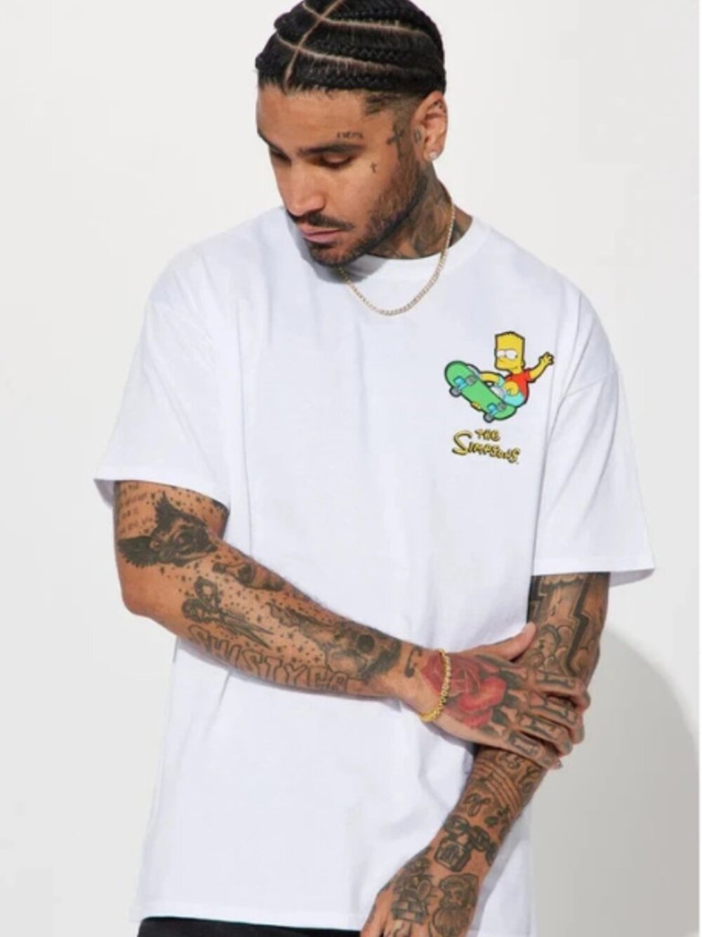The Simpsons Mens Bart Simpson & Krusty The Clown Icons White Shirt New S-3XL
